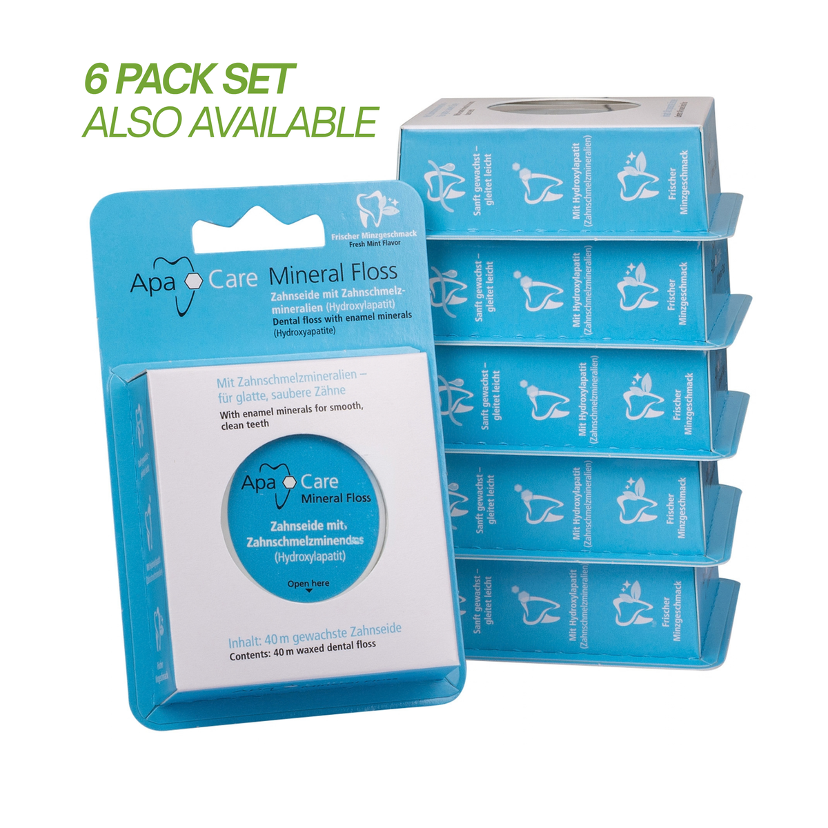 ApaCare Mineral Floss single pack and 6-pack set