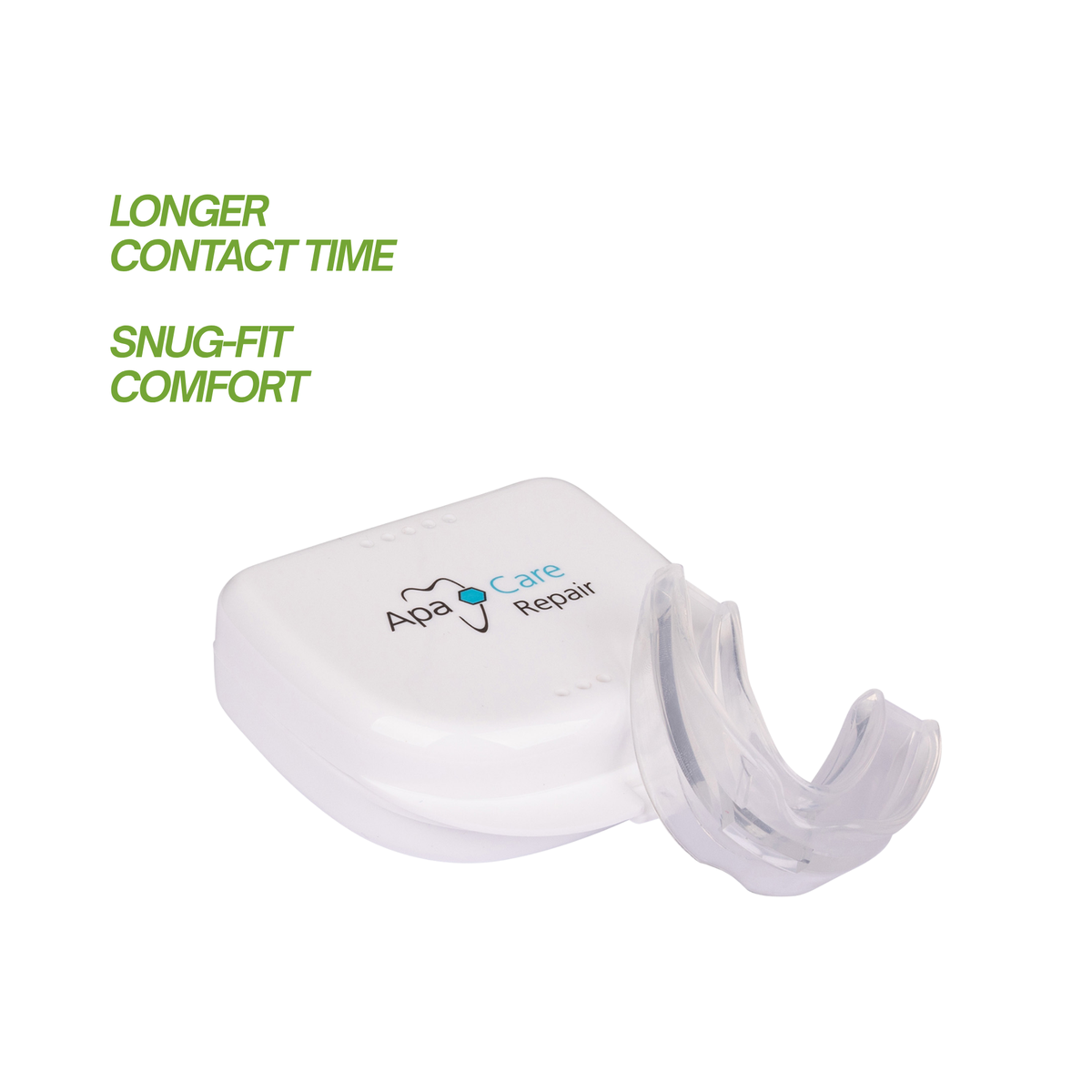 ApaCare Repair dental splint and case for longer contact time and a snug fit