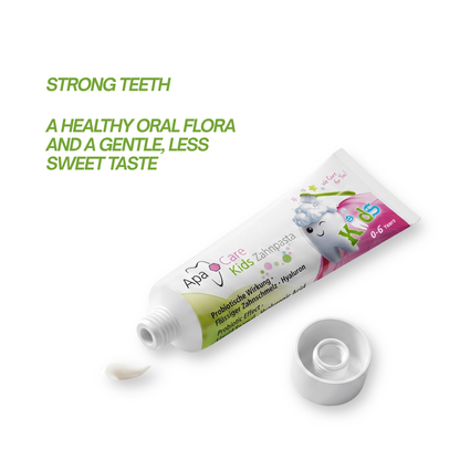 ApaCare Kids Toothpaste for strong teeth and a healthy oral flora, with a gentle, less sweet taste